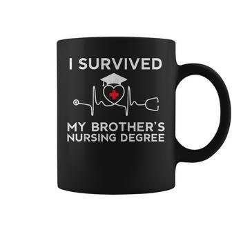 I Survived My Brothers Nursing Degree Proud Sister Nurse Coffee Mug | Mazezy
