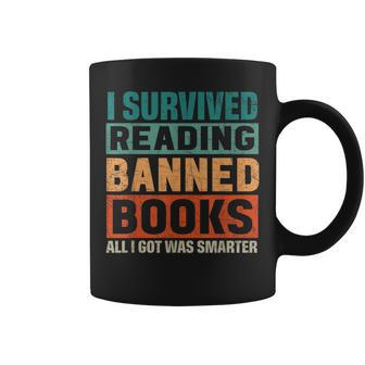 I Survived Reading Banned Books Funny Book Lover Bookaholic Coffee Mug - Seseable