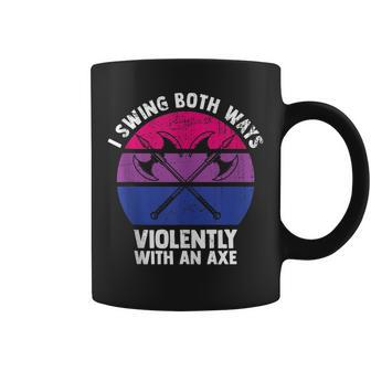 I Swing Both Ways Violently With An Axe Bisexual Lgbt Pride Coffee Mug | Mazezy