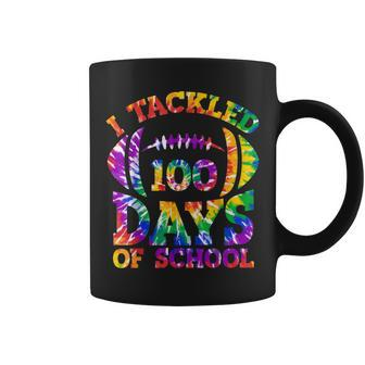 I Tackled 100 Days Of School Football Tie Dye Teacher Kids Coffee Mug - Seseable