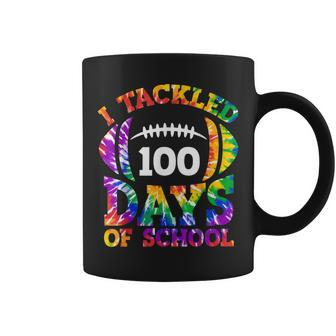 I Tackled 100 Days Of School Football Tie Dye Teacher Kids V2 Coffee Mug - Seseable