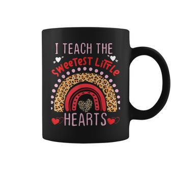 I Teach The Sweetest Little Hearts Rainbow Valentines Day Coffee Mug - Seseable