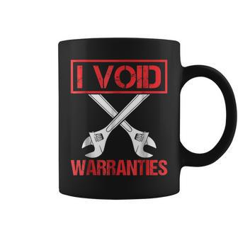 I Void Warranties Distressed Look Funny Mechanic Coffee Mug | Mazezy AU