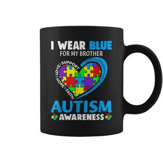 I Wear Blue For My Brother Autism Awareness Day Mom Dad Coffee Mug | Mazezy