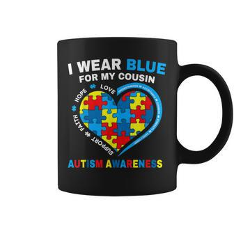I Wear Blue For My Cousin Autism Awareness Day Mom Dad Coffee Mug | Mazezy