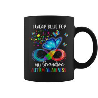 I Wear Blue For My Grandson Autism Awareness Grandpa Grandma Coffee Mug | Mazezy