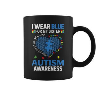 I Wear Blue For My Sister Kids Puzzle Autism Awareness Coffee Mug | Mazezy