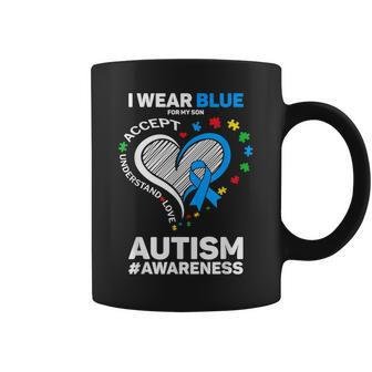 I Wear Blue For My Son Autism Mom Dad Autism Awareness Coffee Mug | Mazezy