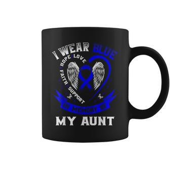 I Wear Blue In Memory Of My Aunt Colon Cancer Awareness Coffee Mug - Seseable