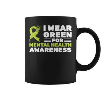 I Wear Green For Mental Health Awareness Month Green Ribbon Coffee Mug - Thegiftio UK
