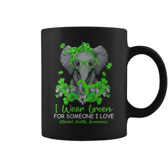 I Wear Green For Mental Health Awareness Ribbon Elephant Gift For Womens Coffee Mug - Thegiftio UK