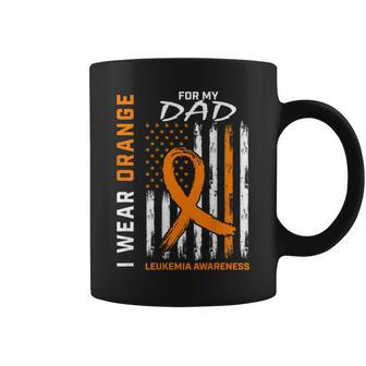 I Wear Orange For My Dad Leukemia Awareness American Flag Coffee Mug - Seseable