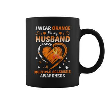 I Wear Orange For My Husband Multiple Sclerosis Ms Awareness Coffee Mug - Seseable