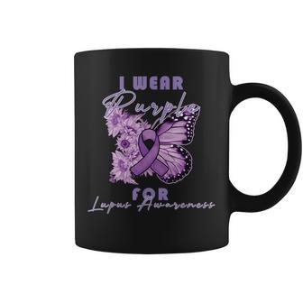 I Wear Purple For Lupus Awareness Butterfly May Month Coffee Mug - Thegiftio UK