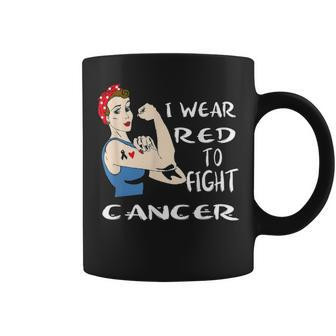 I Wear Red To Fight Cancer Awareness Lymphoma Mom Day Gift Coffee Mug - Seseable