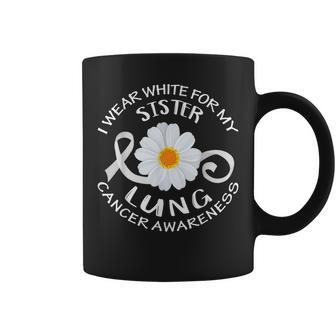 I Wear White For My Sister Lung Cancer Awareness Flower Coffee Mug | Mazezy