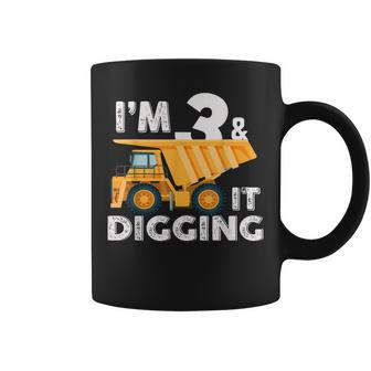 Im 3 And Digging It 3 Years Boys 3Rd Birthday Excavator Coffee Mug - Thegiftio UK