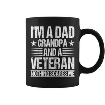 Im A Dad Grandpa And A Veteran Nothing Scares Me Distressed Coffee Mug | Mazezy