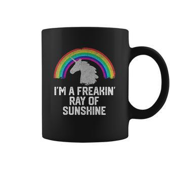 Im A Freakin Ray Of Sunshine Rainbow Unicorn Girls Coffee Mug - Thegiftio UK