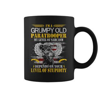 Im A Grumpy Old Paratrooper Flag Veterans Day Gift Coffee Mug - Seseable