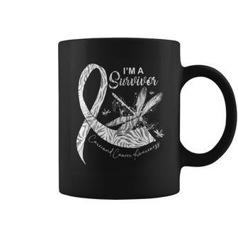 Im A Survivor Carcinoid Cancer Dragonfly Zebra Ribbon Coffee Mug - Thegiftio UK