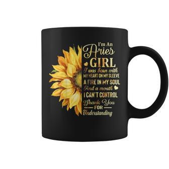 Im An Aries Girl Sunflower Birthday Gift Coffee Mug | Mazezy