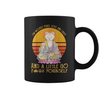 Im Mostly Peace Love And Light And A Little Go Yoga Cat Coffee Mug - Seseable