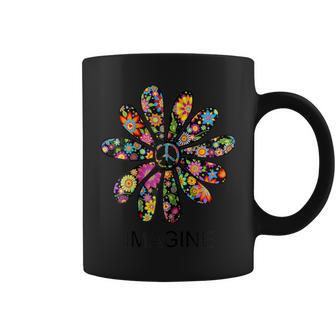 Imagine Flowers Hippie Peace Sign Birthday Gift Tee Coffee Mug | Mazezy