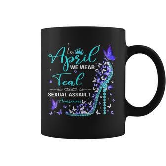 In April We Wear Teal Sexual Assault Awareness Month Coffee Mug | Mazezy