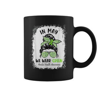 In May We Wear Green Messy Bun Mental Health Awareness Month Coffee Mug | Mazezy