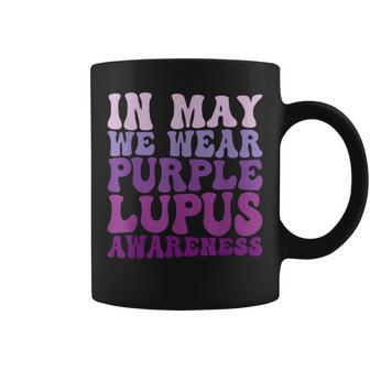 In May We Wear Purple Lupus Awareness Month Groovy Coffee Mug | Mazezy