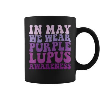 In May We Wear Purple Lupus Awareness Month Groovy Coffee Mug | Mazezy AU