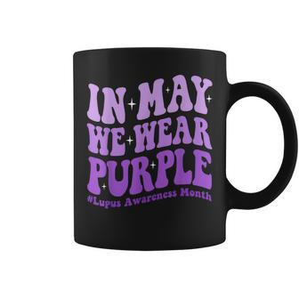 In May We Wear Purple Lupus Awareness Month Groovy Women Coffee Mug | Mazezy