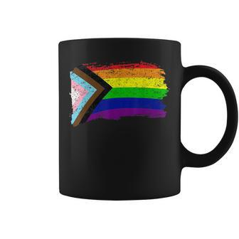 Inclusive Progress Pride Flag Gay Pride Lgbtq Rainbow Flag Coffee Mug | Mazezy