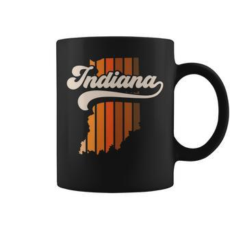 Indiana Vintage Retro 70S Style Stripe State Silhouette Coffee Mug | Mazezy
