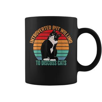 Introverted But Willing To Discuss Cats - Introverted Cat Coffee Mug - Seseable