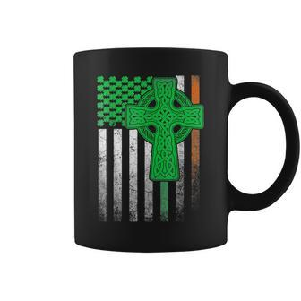 Irish American Flag Ireland Flag St Patricks Day Gifts Cross Coffee Mug - Seseable