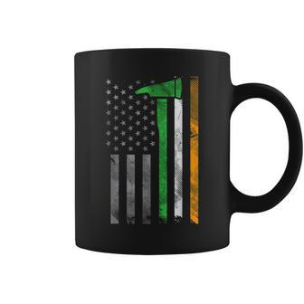 Irish American Us Flag Firefighter Axe Fire St Patricks Day Coffee Mug - Seseable