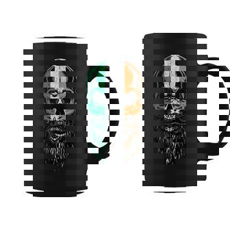 Irish Flag Bearded Skull Head Saint Patricks Day Coffee Mug | Mazezy