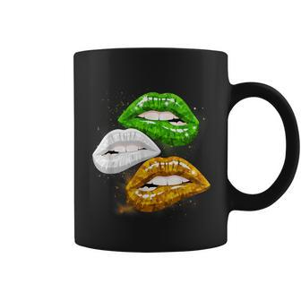 Irish Flag Shamrock Biting Lips Funny St Patrick Leprechaun Coffee Mug - Seseable