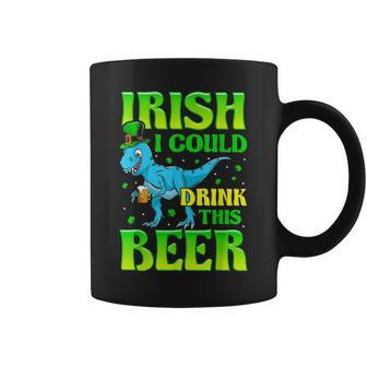 Irish I Could Drink This Beer T Rex St Patricks Day Coffee Mug - Seseable