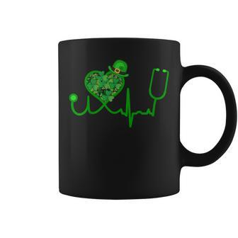 Irish Nurse St Patricks Day Shirt Stethoscope Heartbeat Coffee Mug | Mazezy