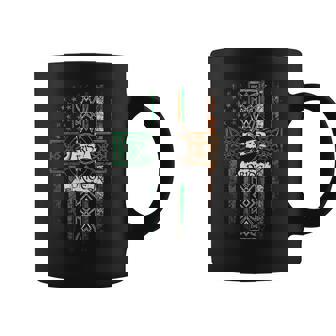 Irish Pride American Flag Celtic Cross St Patricks Day Coffee Mug - Seseable