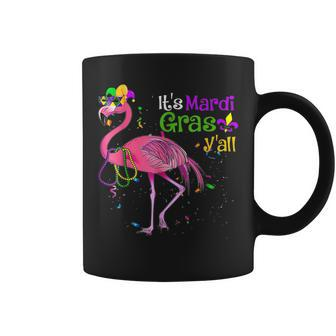 Its Mardi Gras Yall Flamingo Jester Hat Mardi Beads Coffee Mug - Seseable