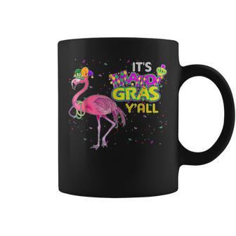 Its Mardi Gras Yall Flamingo Jester Hat Mardi Beads Coffee Mug - Seseable