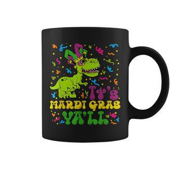 Its Mardi Gras Yall Funny Dinosaur Mardi Grawr Bead Costume Coffee Mug - Seseable