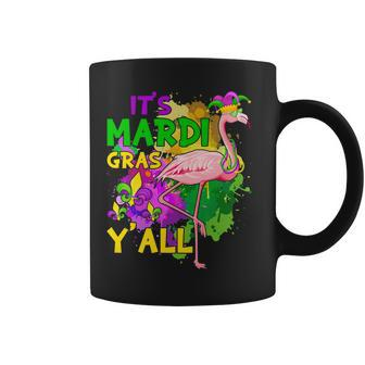Its Mardi Gras Yall Jester Flamingo Mask Beads Outfits Coffee Mug - Seseable