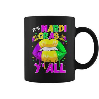 Its Mardi Gras Yall Mardi Gras Dripping Lips Colorful Coffee Mug - Seseable