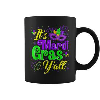 Its Mardi Gras Yall Mask Costume Jester Hat Mardi Beads Coffee Mug - Seseable