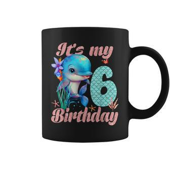 Its My 6Th Birthday Dolphin Shark 6 Year Old Sea Fish Ocean Coffee Mug | Mazezy